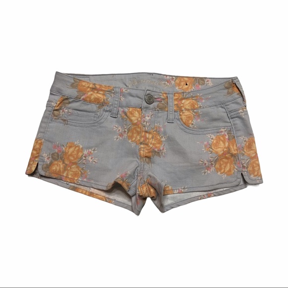 American Eagle Grey Floral Shorts 0542 - Picture 1 of 5